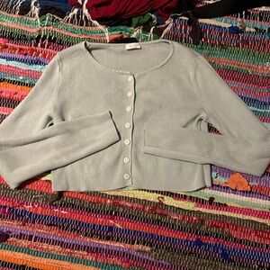 Women's Light green Button-Up Sweater